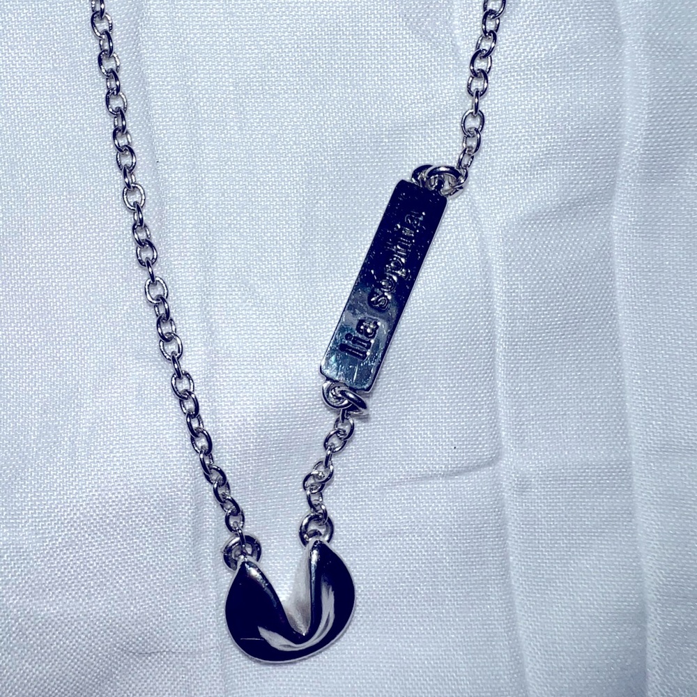 Cute silver fortune cookie necklace